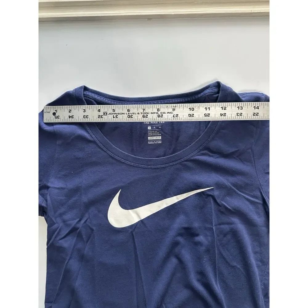 Nike The Nike Tee Womens S Navy Blue Swoosh Short Sleeve T-Shirt